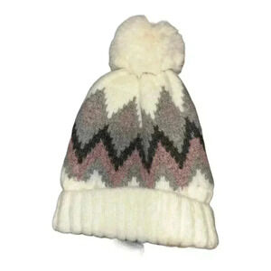 Hat Attack Revolve Womens Fair Isle Pom Knit Beanie